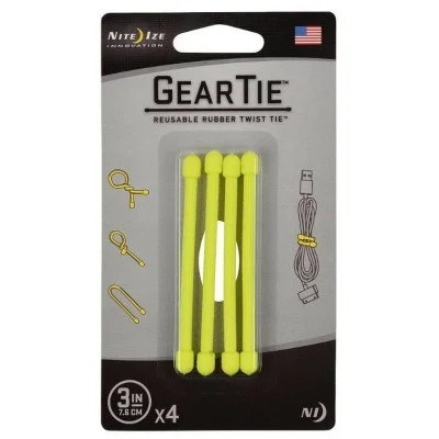 NiteIze Gear Tie&reg; Reusable Rubber Twist Tie 3 in. - 4 Pack